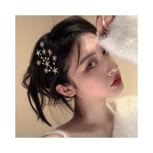 High Quality Luxury Shining Silver Gold Color Crystal Tree Stars Hair Clips Women Wedding Sweet Hair Ornament Headband Hairpin