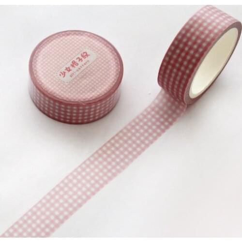 1.5cm*7m Pink Girl Heart Lattice Washi Tape Adhesive Tape DIY Scrapbooking Sticker Label Japanese Stationery