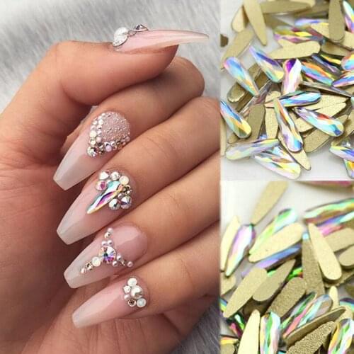 1pack Colorful Opal Rhinestones Teardrop Glass Stone 3D Nail Rhinestones Beauty Crystal Nail Charm Flatback Gem