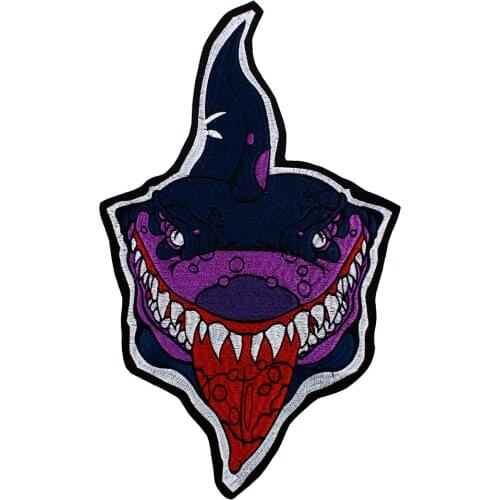 Embroidered Large Shark Iron on Patches Jacket Stickers Motif Applique for Clothes Decorated Craft Sewing 10pieces