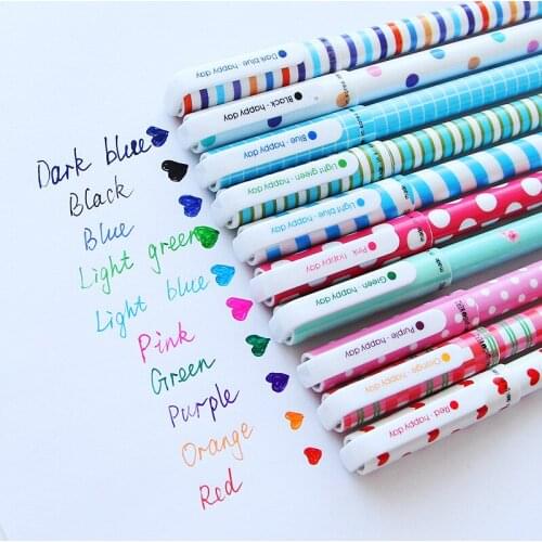10pcs/set Colorful 0.5mm Roller Ball Gel Pen Exquisite and Cute Cartoon Colorful Gel Pen Set Creative Gift (Color: Multicolor)