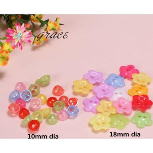 100pc/lot 10/18mm Flower Shape Candy Color Plastic Acrylic Children Hair Rubber Rope Clasps Beads DIY Kids Hair Jewelry Findings