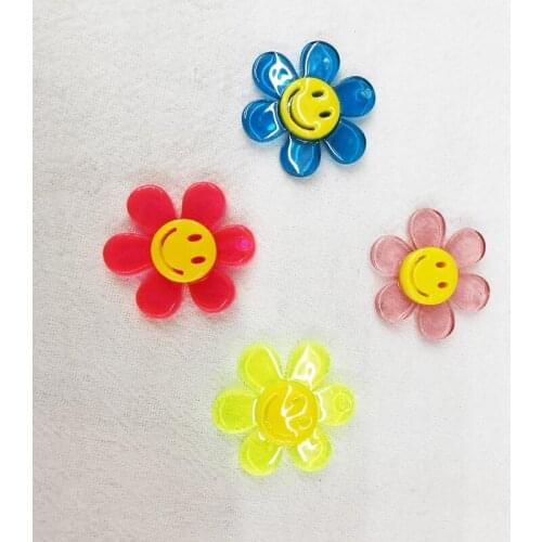 20pieces 22mm korea diy smile face flower beads.. smiley small pendant.for woman earring chain jewelry making accessories 2021