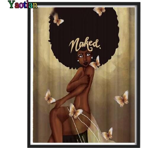 5D DIY Diamond Painting Full Drill Square Sexy African woman butterfly Diamond Embroidery Rhinestone Kit Diamond Mosaic Decor