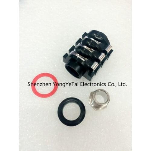 6.35mm 6 Pin Original 6.35mm Microphone KTV Audio Jack Socket 6 Contact 3 Conductor Stereo Right Angle Through Hole PCB S