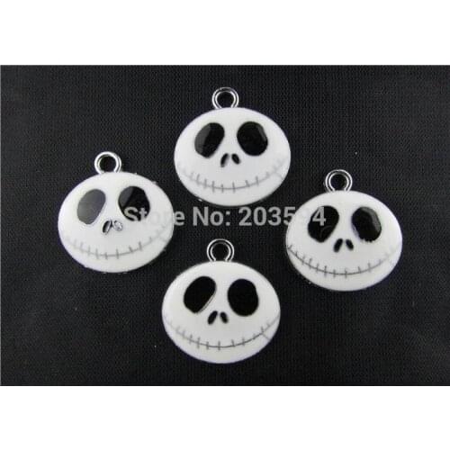 AE245 20Pcs Mixed Enamel Skull Charms Pendants Floating Charms 24x22mm