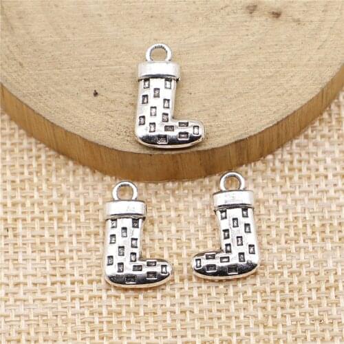 Free shipping 43pcs 10x16mm antique silver Christmas socks charms diy retro jewelry fit Earring keychain hair card pendant