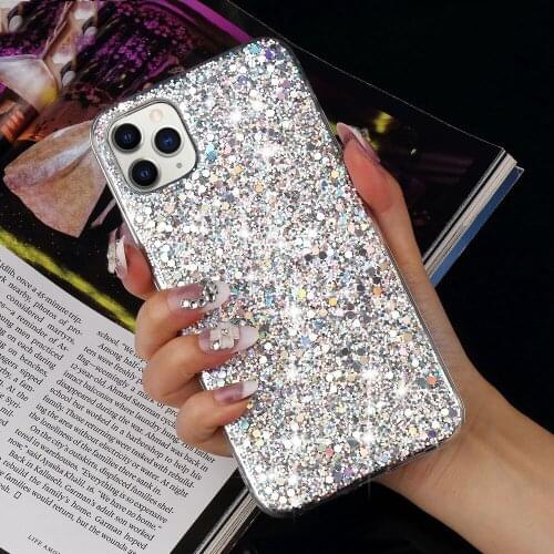 Glitter Phone Case For iPhone 12 11 Pro Xs Max Luxury Soft Epoxy Crystal Cover For iPhone XR X 6 6s 7 8 Plus SE 2 Sequins Fundas