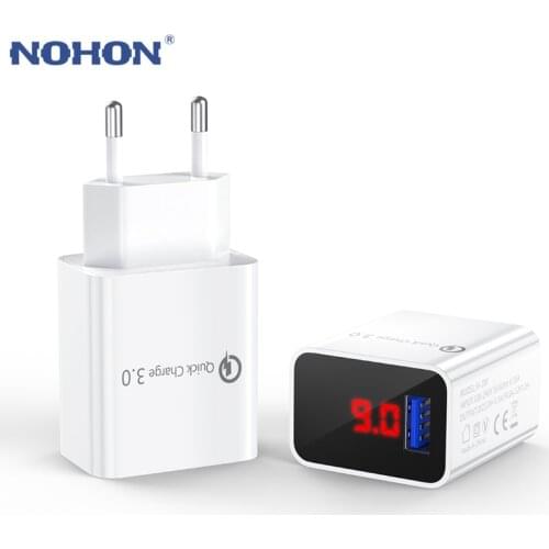 Quick charge 3.0 USB Charger for iPhone 12 11 6 7 8 Xiaomi Samsung Huawei 5V 3A Digital Display Fast Charging Wall Phone Charger