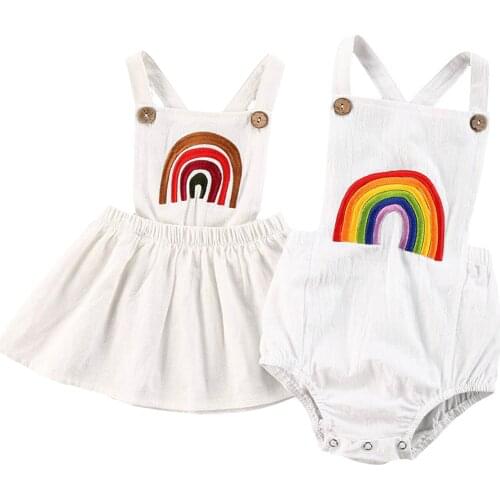 Citgeett Summer 0-24M Newborn Rainbow Sleeveless Romper Jumpsuit Cotton Summer Casual Clothes