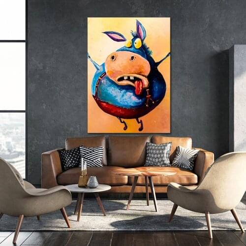 DDWW Cute Animals Canvas Painting Wall Art Picture Canvas Painting Wall Pictures for Living Room Wall Art Oil Painting Posters