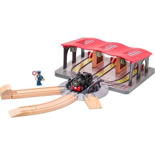 Wooden Train Track Diecast Parking Set Fire Fighting Building T3 Terminal Building Scene Toys For Kids Educational Toys Gifts
