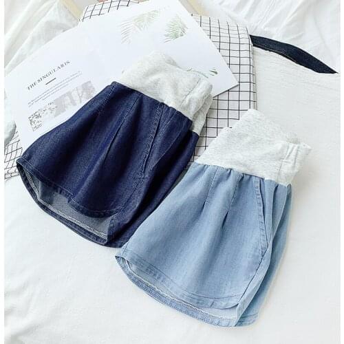 2021 new pregnant women denim shorts summer wear loose casual pants, tide mothers summer belly lift leggings women