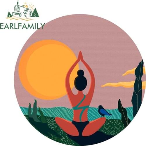 EARLFAMILY 13cm x 12.8cm for Round Elegant Fitness Woman Vinyl Car Stickers Scratch-Proof Decals Surfboard Car Door Protector