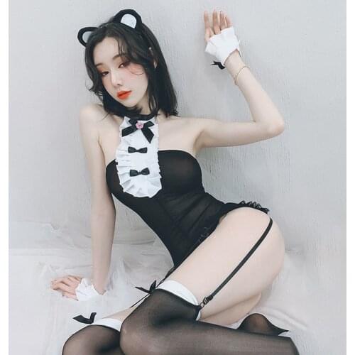 Exotic Adult Erotic Lingerie Sexy Lace Tulle Perspective Nightdress Japanese Kawaii Bunny Girl Cosplay Alternative Costume
