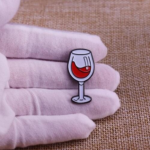Red wine glass enamel pin