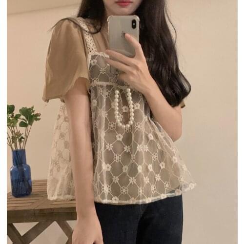 French Thin Short-sleeved Shirt Womens Design Sense Niche Summer New Korean Loose and Thin Top