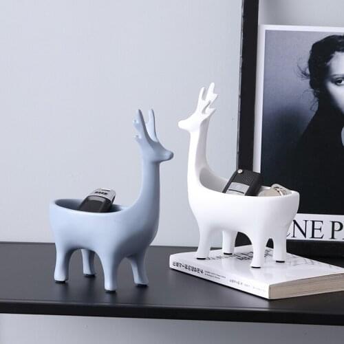 Creative Decoration Storage Key Desktop Dresser Storage Box Deer Resin Crafts Jewelry Storage Living Room Bedroom Hall Decor