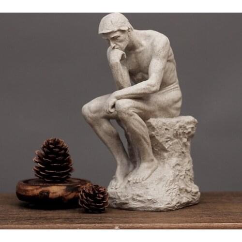 Personality sitting on a stone to think about life Home sculpture Abstract art Thinker resin statue