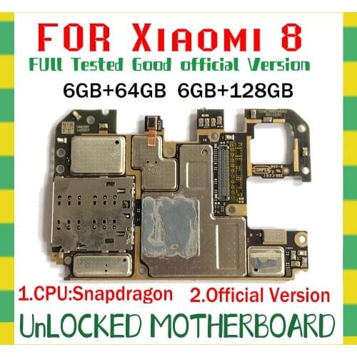 64G Motherboard For Xiaomi Mi 8 Motherboard Mainboard Logic Board Original Global version Work Well Unlocked Main Circuits Board