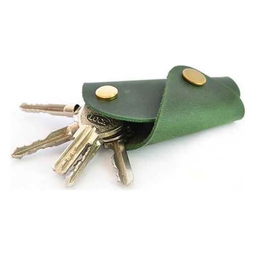 100% Handmade Genuine Leather Mini Housekeeper Key Holder Package Retro Car Leather Keychain Creative Key Bag Free Engrave