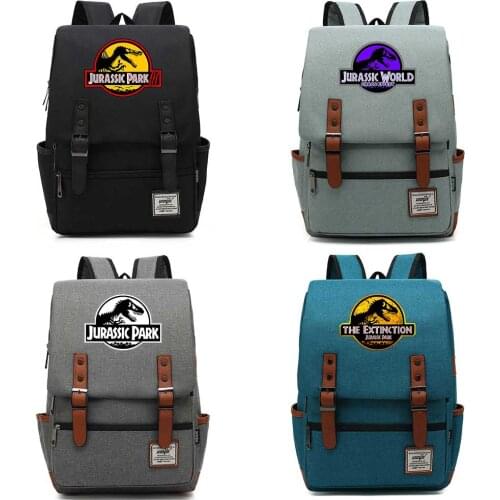 Fashion Dinosaur Jurassic Park World Buckle Children School bag Teenagers Student Schoolbags Women Bagpack Men Backpack