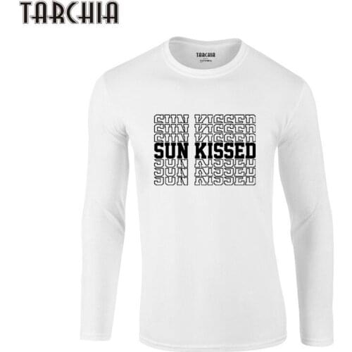 TARCHIA Fashion T-Shirts 2021 Sun Kissed New Design Long Sleeve 100% Cotton Tees Tops Mens Slim Casual T Shirts Homme