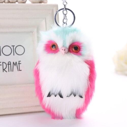 15cm New Cute Fluffy Owl Keychain & Car Pendant Women Girls Keyring Chains Accessories Gifts M086