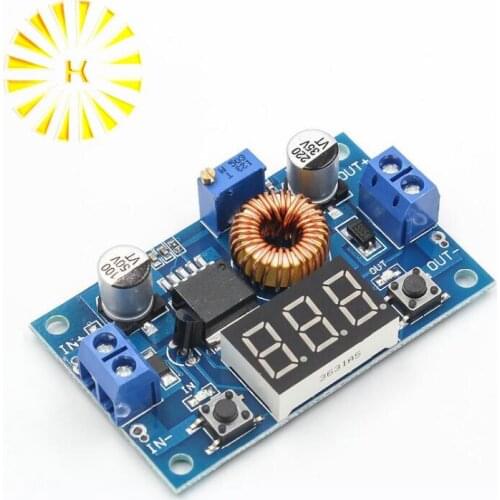 1pcs XL4015 5A High power 75W DC-DC adjustable step-down module+LED Voltmeter Power supply module Connector
