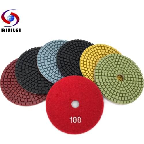 RIJILEI 7PCS/Set 4Inch / 100mm Diamond Polishing Pad Wet Flexible Polishing Pads For Stone Marble Diamond Abrasive Tools HC12