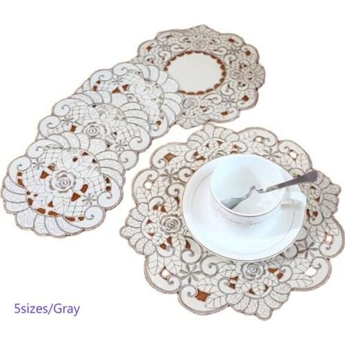Luxury Lace satin Placemat Embroidery Table place Mat cloth coffee Doily Cup tea dining Coaster mug Christmas drink Pad kitchen