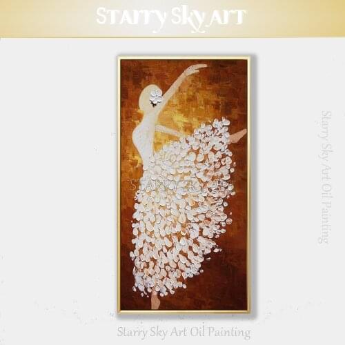 Hand-painted High Quality Modern Abstract Knife Dancer Oil Painting on Canvas Beautiful Ballet Dancer Acrylic Knife Oil Painting