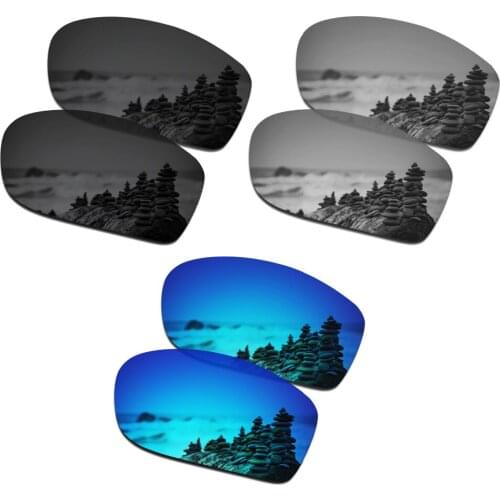 SmartVLT 3 Pairs Polarized Sunglasses Replacement Lenses for Oakley Jawbone Stealth Black and Silver Titanium and Ice Blue
