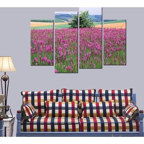 Modern Beautiful Flowers Scenery HD Giclee Prints Painting Artwork Purple Floral Pictures to Photo Paintings on Canvas Wall Art