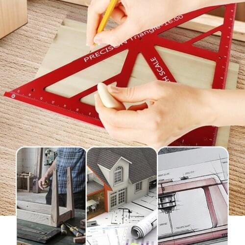 45° 90° Aluminum Alloy Triangle Ruler Easy-read Layout Carpenter for Woodworking Workshop Square Measuring Gauging Tool