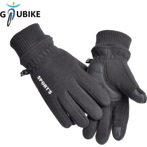 GTUBIKE Touch Screen Cycling Gloves Anti-slip Plus Fleece Bicycle Motorcycle Gloves Outdorr Full Finger Running Fishing Gloves