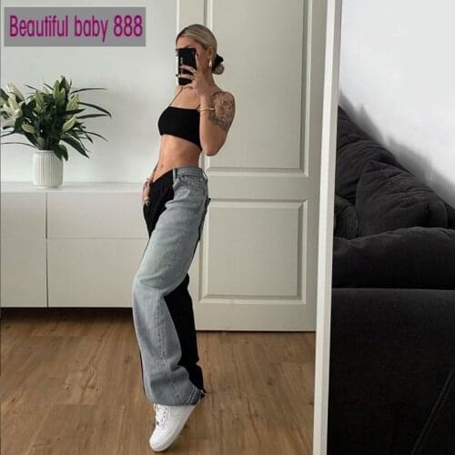 Meqeiss Patchwork Loose Casual Women Trousers Hip Hop Slim Fashion Jeans 2020 Autumn Korean Streetwear Version Denim Cargo Pants