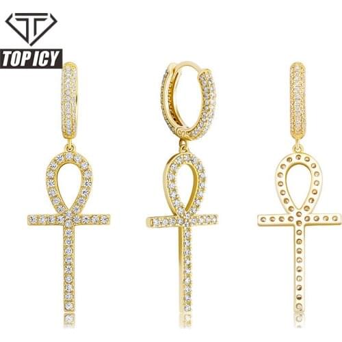 Top Icy Popular Classic Ladies Diamond Brass Zircon Sterling Silver 925 Jewellery Fashion Cross Earrings For Women