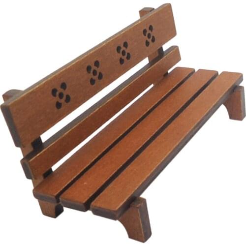 1:12 Dollhouse Miniature Park Bench, Mini Wood Park Bench Chair for Home Garden Accessories,Kids Play Toy Gift