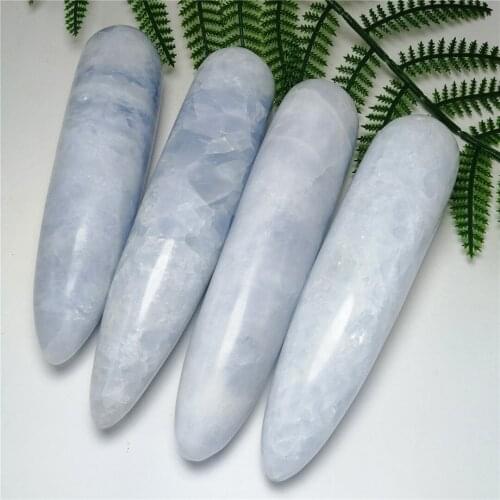 1PC 13-15CM Natural Celestite quartz crystal MASSAGE WAND Powerful Healing
