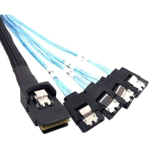 10pcs/lot Mini SAS 36pin SFF 8087 Host to 4 SATA 7 Pin Target Hard Disk Data Cable 100cm
