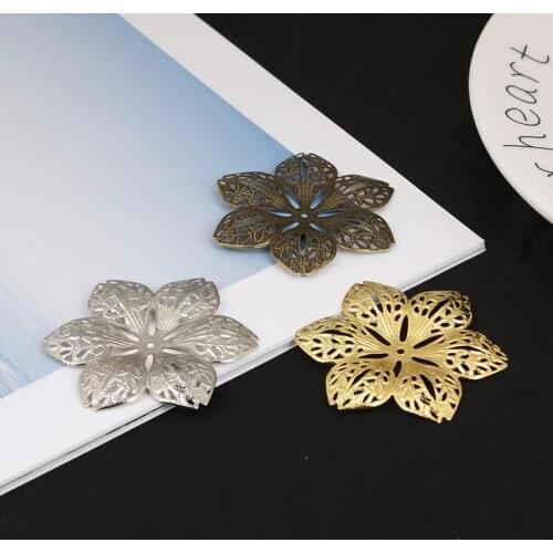 10pcs Iron Metal Hollow Flower Filigree Connectors Charm DIY Earrings Beads Caps Pendant Finding Bracelet Jewelry Accessories