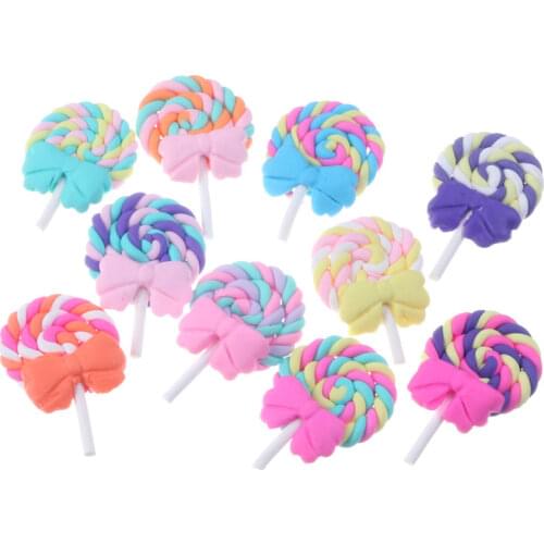 10Pcs Mixed Clay Lollipop Cabochon Flatback Decoration Crafts Embellishments For Scrapbooking Diy Accessories