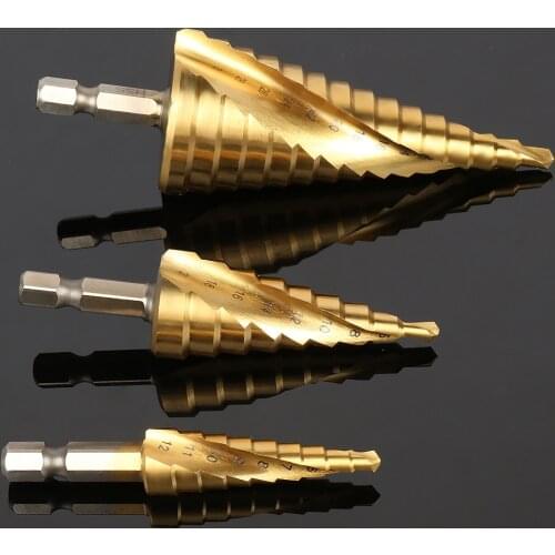 3pcs/set HSS Spiral Grooved High Speed Steel Step Drill Bit Set 4mm to 12mm/20mm/32mm Wood Drilling Cut Tool Set Wholesale Price