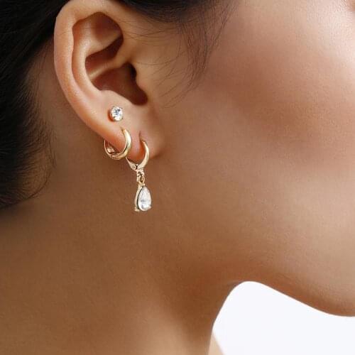 4 Pcs New Fashion Water Drop Dangle Drop Korean Earrings For Women Geometric Crystal Gold Earring Wedding 2020 kolczyki Jewelry