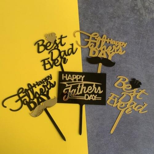 5pcs/bag New Design Acrylic Happy Fathers Day Cake Topper Cake Decorating Tools Cupcake Toppers Cake Toppers Decoration