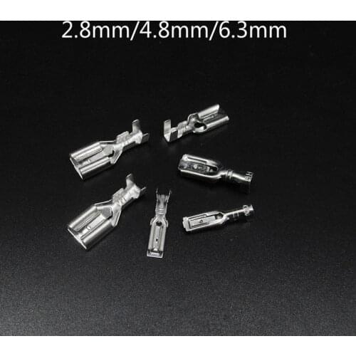 50PCs 6.3mm 4.8mm 2.8mm Crimp Terminal With lock Female Spade Connector