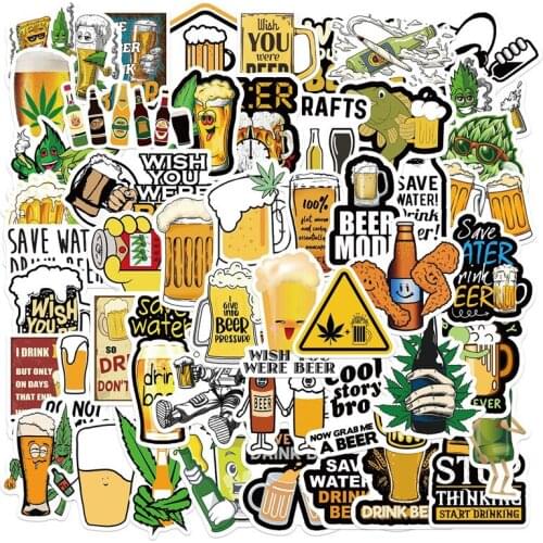50PCS Funny Characters Leaves Beer Graffiti Stickers Skateboard Laptop Phone Luggage Bike Car Sticker Decal Kid Toy