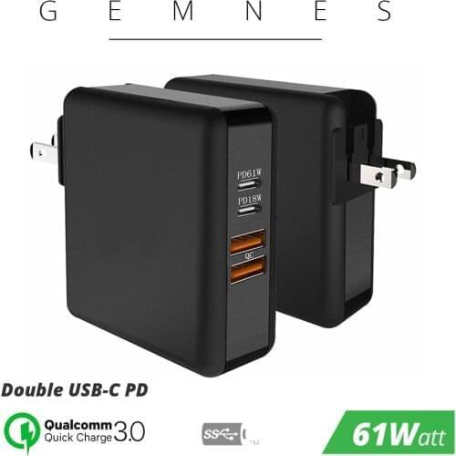 61W US EU UK PD USB Type C Charger QC 3.0 Power Delivery For iPhone iPad HP Dell Samsung S10 A50 A30 Matebook Adapter Charger