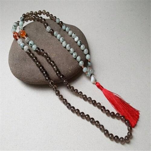 8mm Alabaster citrine Gemstone 108 Beads Tassel Mala necklace natural Tassel pray Fancy cuff chain Lucky Chakra Wrist Wristband